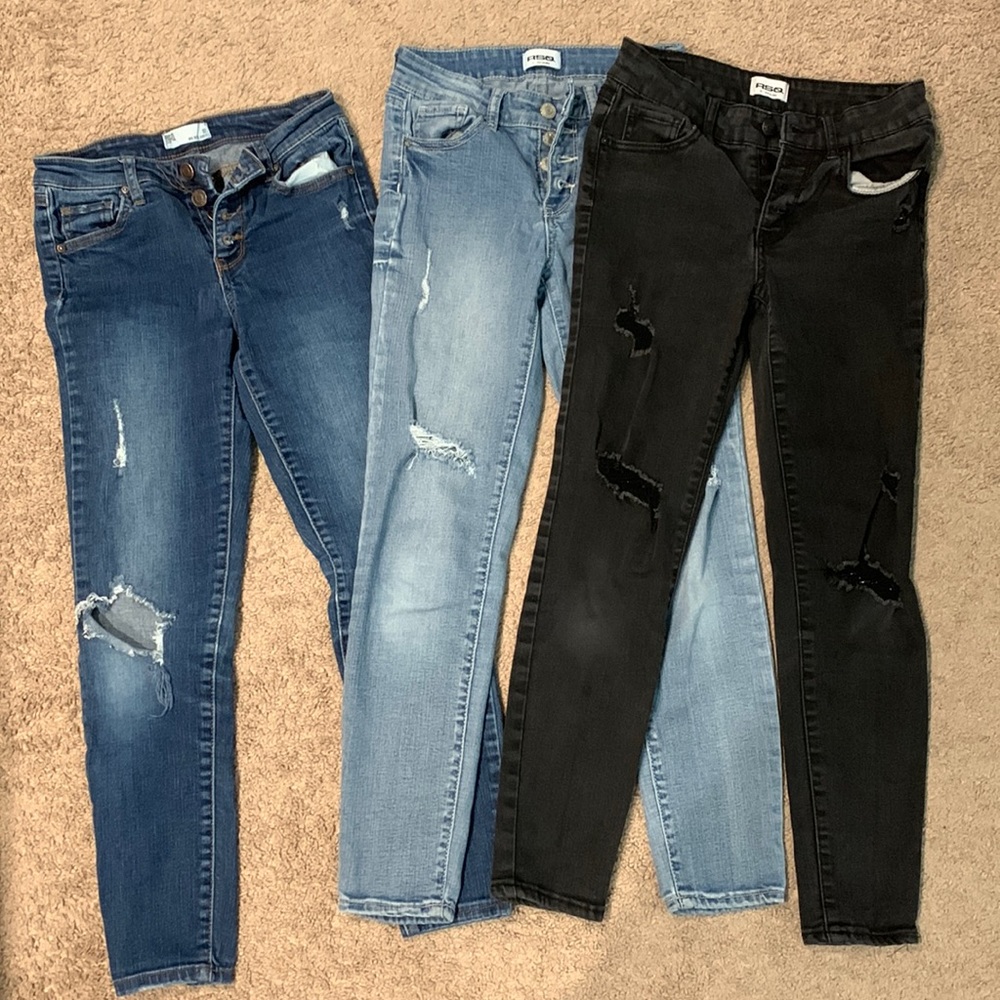 3 pairs of girls RSQ distressed skinny jeans - size 12